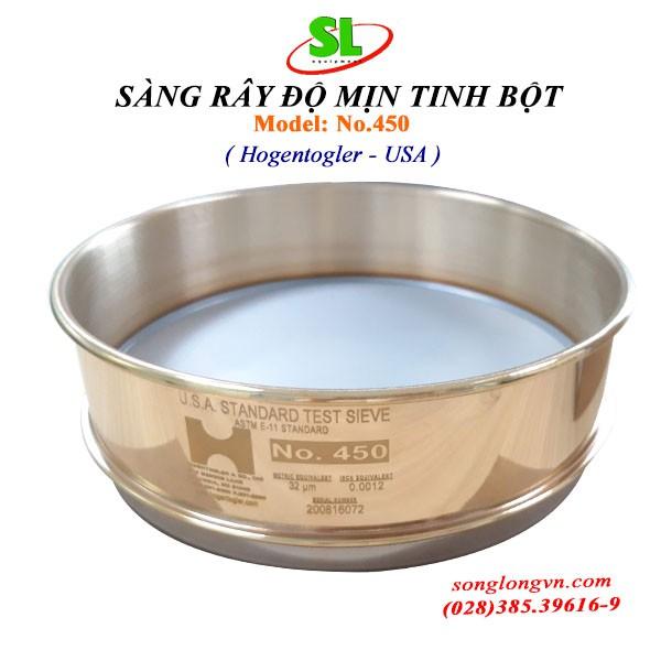 Sàng rây độ mịn tinh bột đường kính 8 inch, lưới inox, khung bằng thau