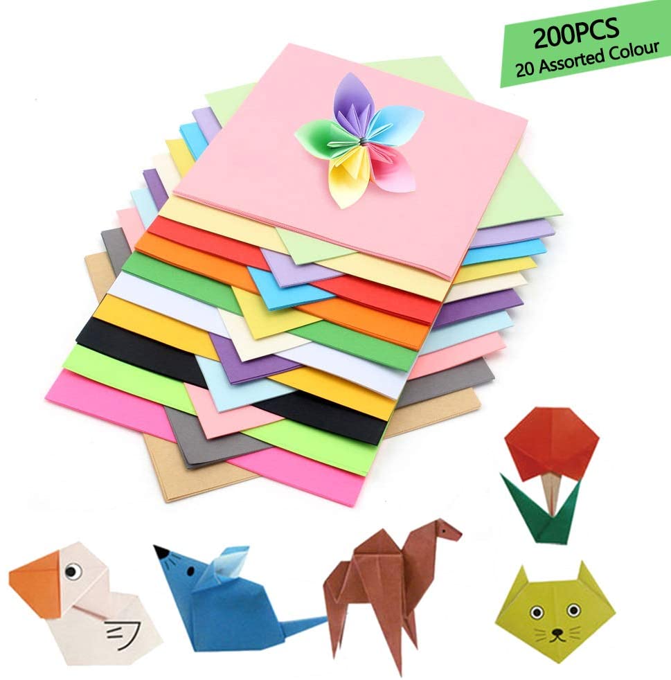 Giấy Thủ Công Origami, 20 Tờ 5 Màu Size A4, Giấy Xếp Cò - Size A4