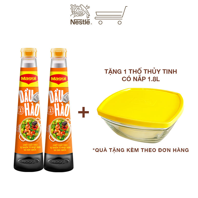 [Tặng 1 thố thủy tinh có nắp 1.8L] Combo 2 chai dầu hào Maggi chai 820g