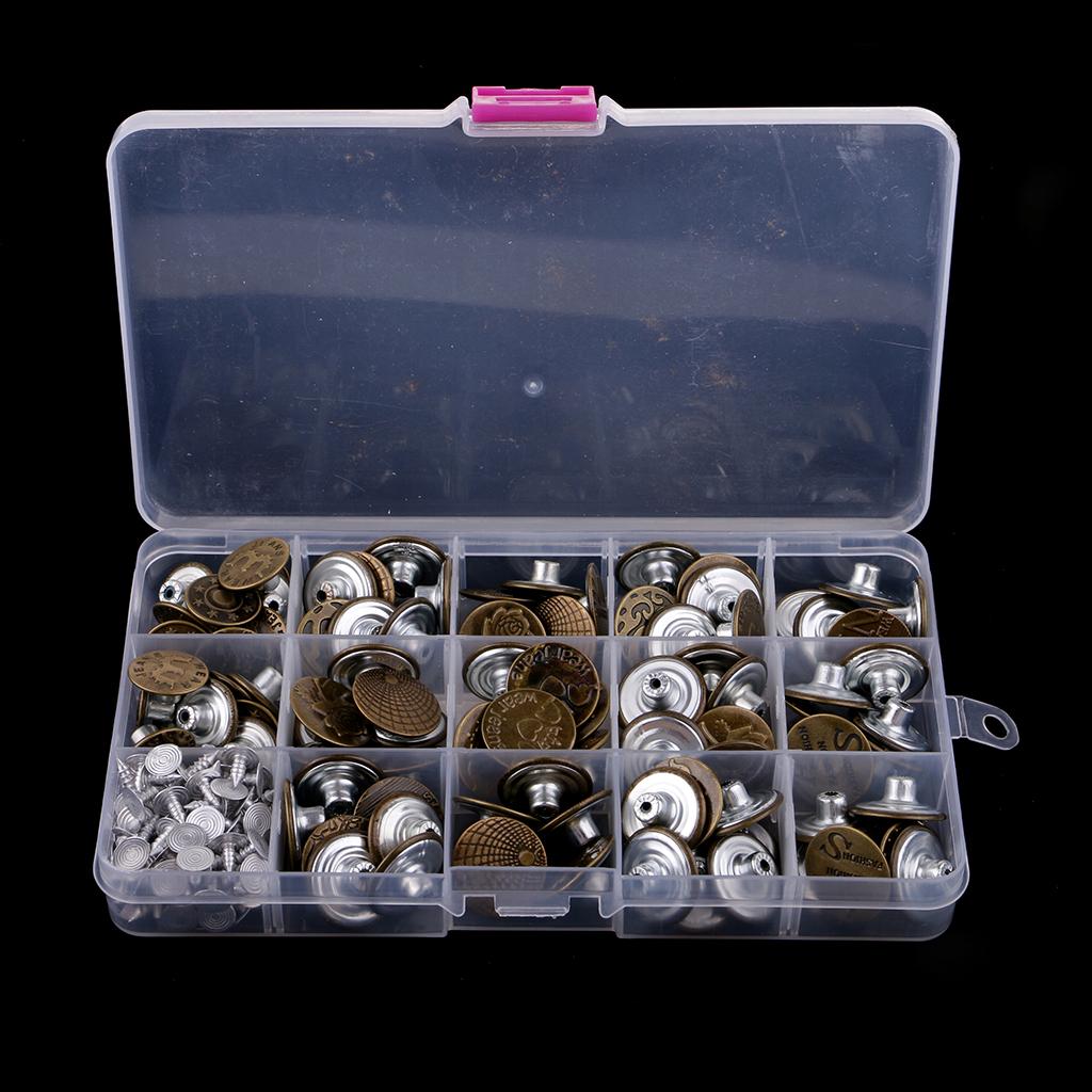 100 chiếc Quần Jean Nút Búa Trên Thay Thế Jean Độ Bám Nút Kim Loại 17-20mm