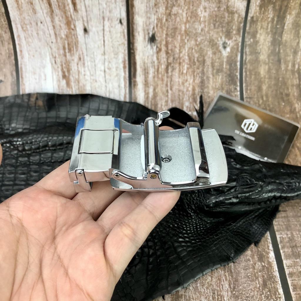 Đầu Dây Lưng Da Cá Sấu Cao Cấp 4cm, Đầu Khóa Thắt Lưng Da Cá Sấu Thật Khóa Tự Động, Mặt Dây Lưng Bản 4 cm
