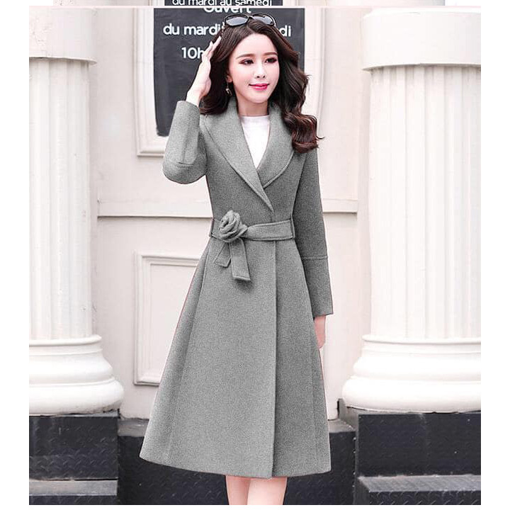 ÁO KHOÁC DẠ THẮT EO DUYÊN DÁNG CỔ VEST CAO CẤP