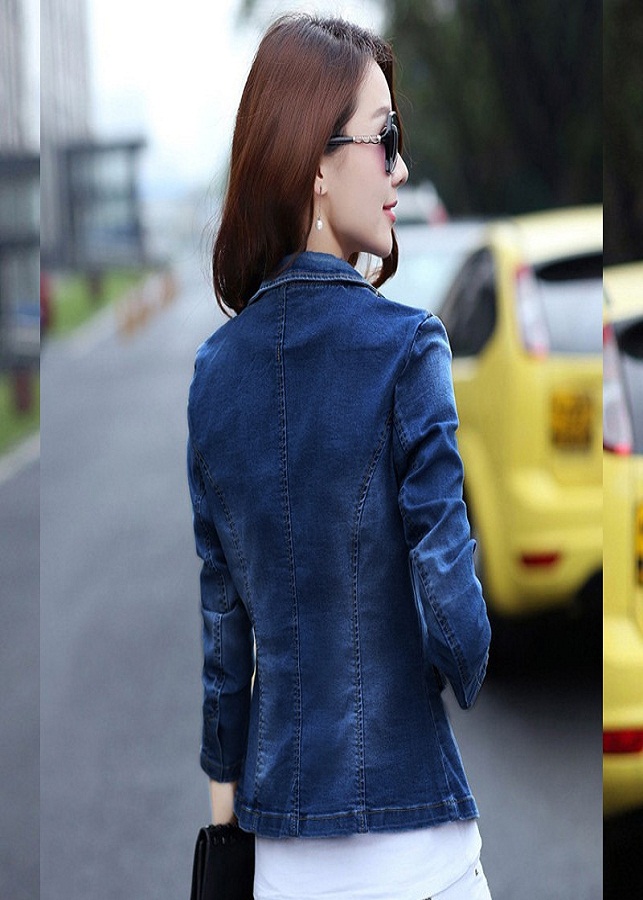 Áo Khoác Jean Cổ Vest Phối Túi Thời Trang