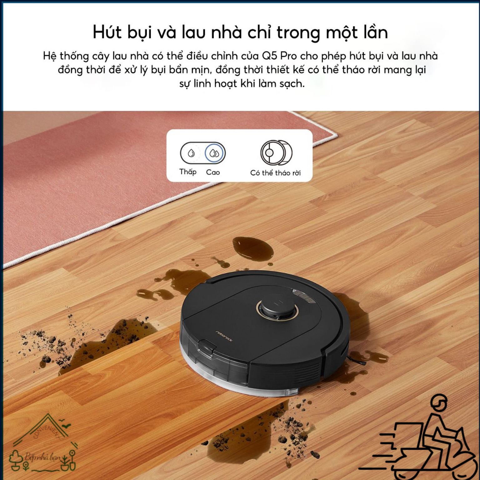 Robot hút bụi lau nhà Roborock Q5 Pro – Hàng Chính Hãng