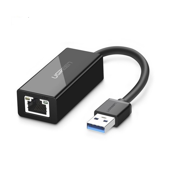 Cáp chuyển đổi USB 3.0 Sang cổng Lan 10/100/1000Mbps Gigabit Ethernet vỏ nhựa dây dài 15cm màu Bạc Ugreen UNW20256CR111 hàng chính hãng