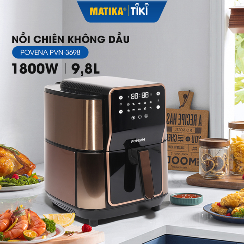 Nồi Chiên Không Dầu Điện Tử POVENA dung tích 9.8L PVN-3698 - Hàng chính hãng