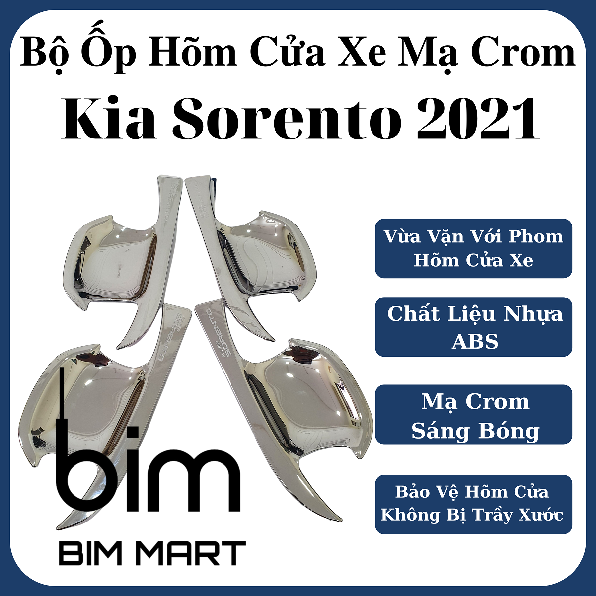 Bộ Ốp Hõm Cửa Dành Cho Xe Kia Sorento 2021 Mạ Crom Cao Cấp