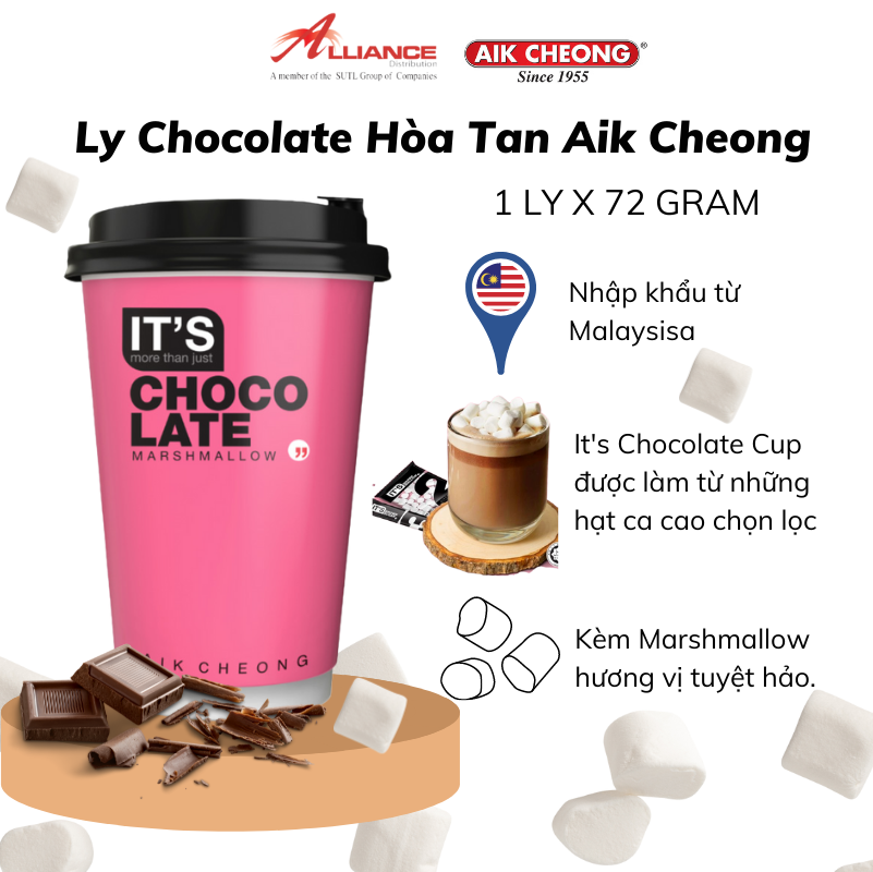 Thức uống Chocolate Tự Pha Kèm Kẹo Xốp Marshmallow Aik Cheong - Nhập Khẩu Malaysia
