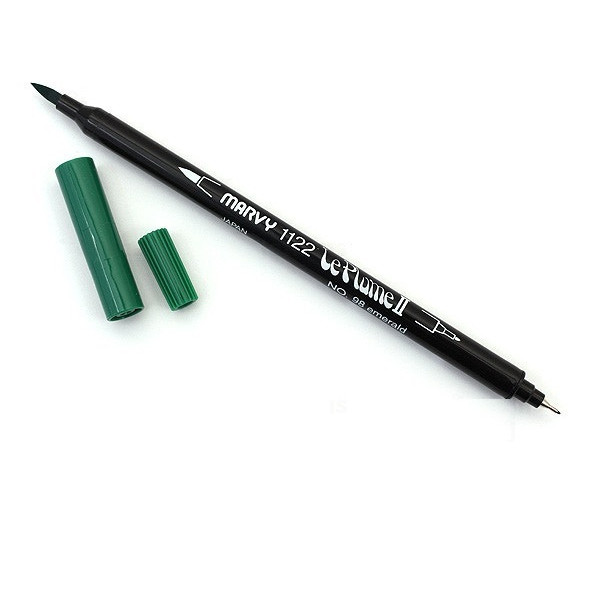 Bút lông hai đầu màu nước Marvy LePlume II 1122 - Brush/ Extra fine tip - Emerald (98)