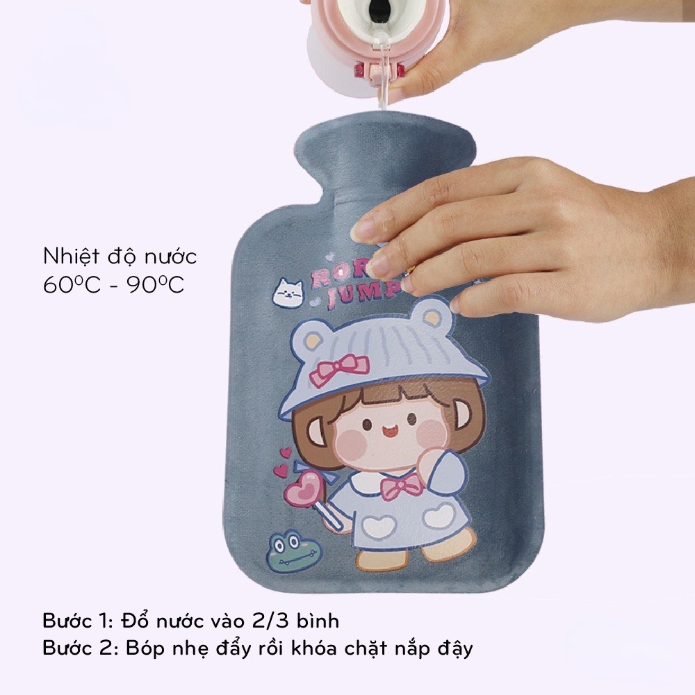 Túi chườm nóng vải lông mềm mại giảm đau giữ ấm hạ sốt đa năng tốt cho sức khỏe