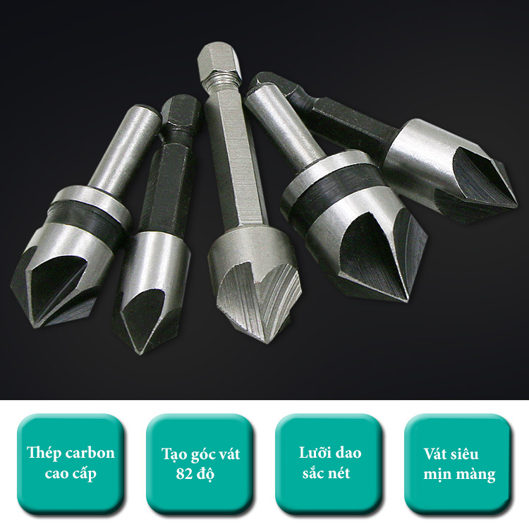 Bộ 5 mũi khoan khoét lỗ vát cạnh v2