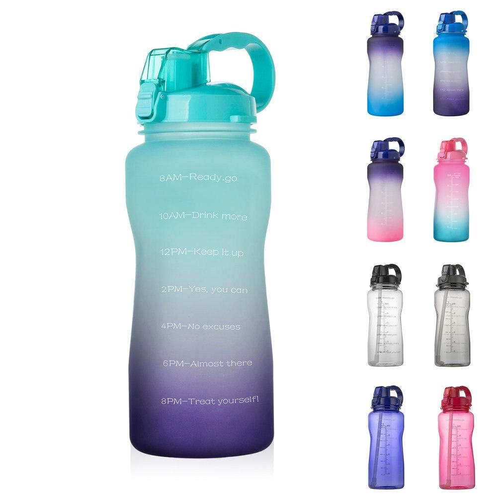 Large Motivational Water Bottle With Time Marker Straw Leakproof Water Jug For Fitness Gym And Outdoor Sports