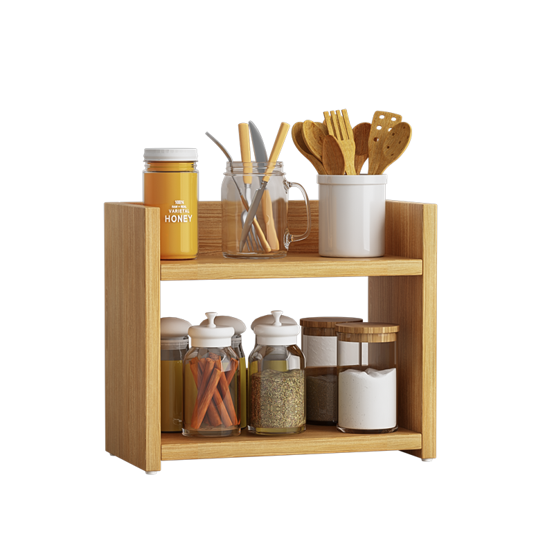 Kệ gia vị, kệ gỗ đa năng thiết kế đơn giản, mặt gỗ chống nước tiết kiệm không gian nhà bếp - GA18
