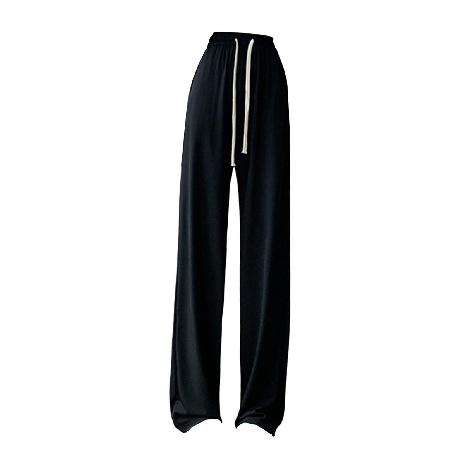 Womens Wide Leg Pants, Long Pants High Waist Pants All Match Girls Female Casual Lady Lounge Pants Loose Pants Straight Black Pants