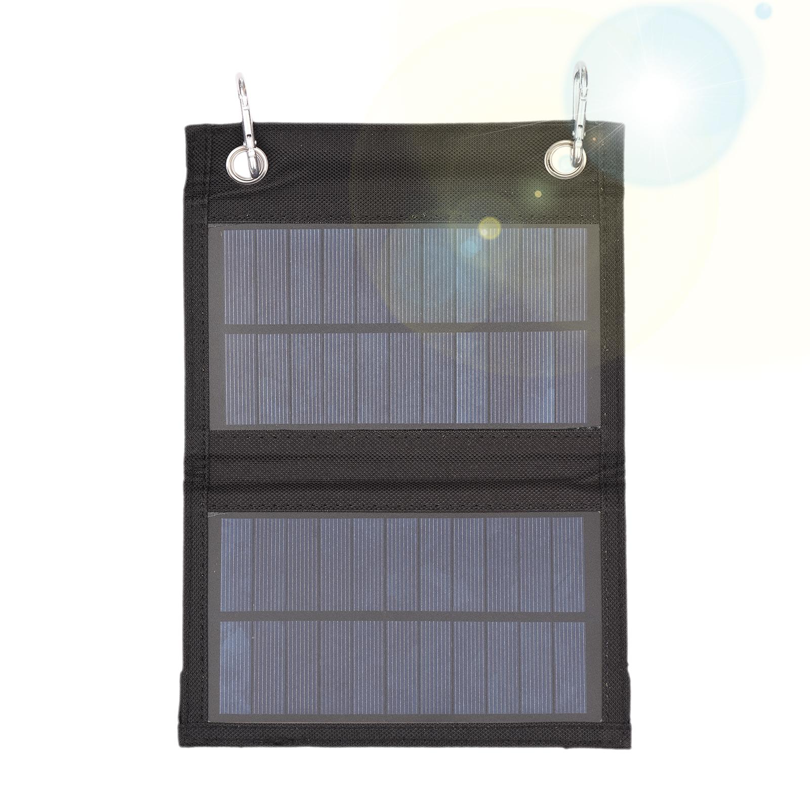 4W Foldable Solar Charger With USB Port 2PCS Carabiner Portable Solar Panel Waterproof Compact Solar Power Phone Charger