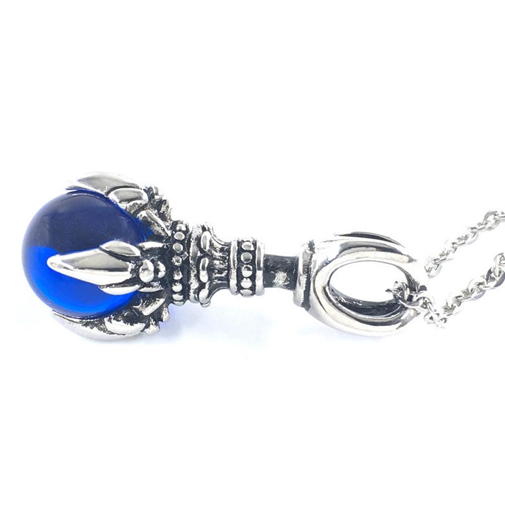 Punk Rock Carved Silver Stainless Steel Biker Dragon Claw Wrap Magic Crystal Ball Pendant DIY for Necklace