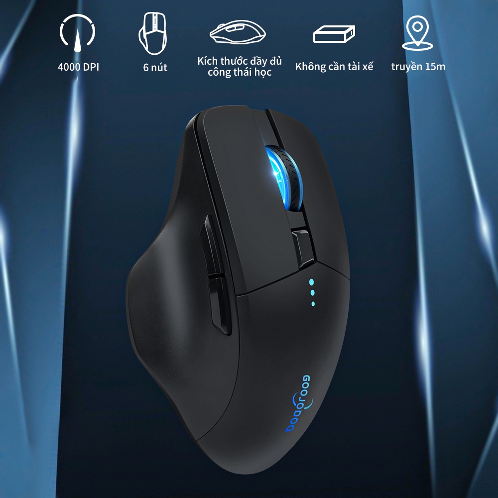 [HÀNG CHÍNH HÃNG GOOJODOQ] M09 - Chuột Không Dây Bluetooth 4000DPI Máy Tính USB 2.4GHz Ergonomic Scrolling Hiển Thị Pin Thích hợp cho game