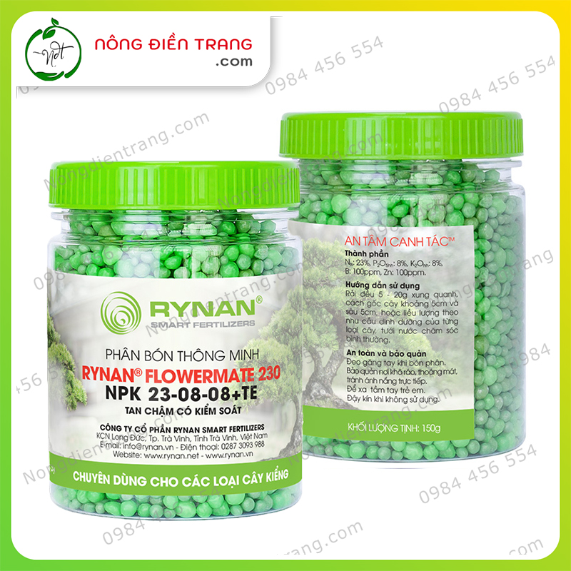 Phân Bón Thông Minh Tan Chậm Rynan 230 - Hộp 15g - Chuyên dùng cho cây kiểng lá VTNN Nông Điền Trang