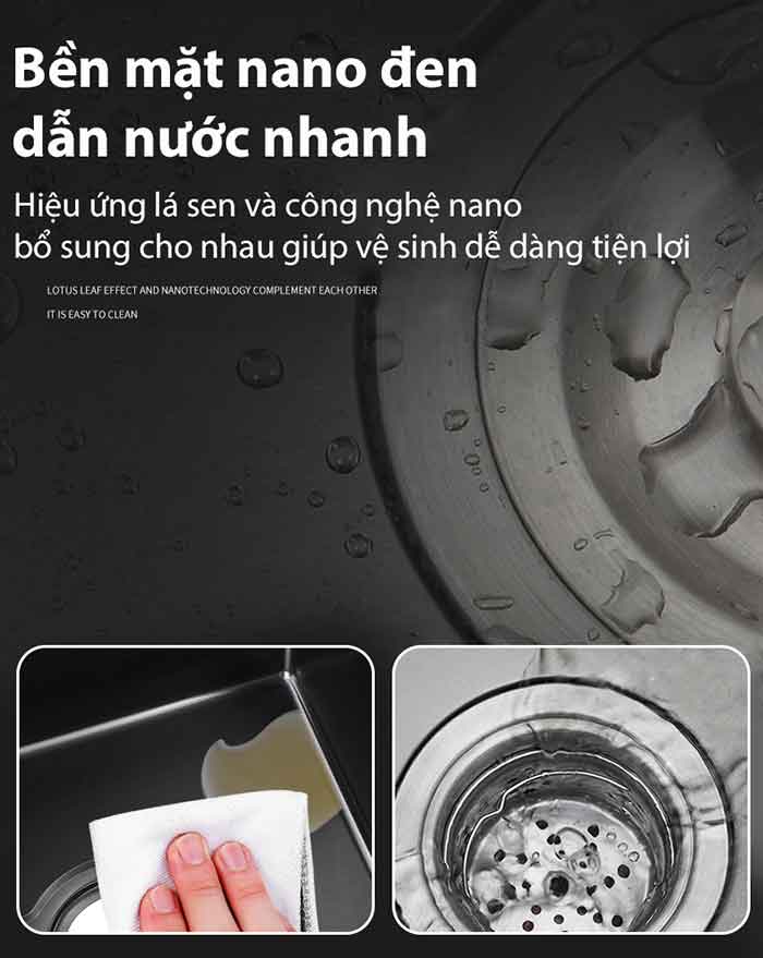 Chậu rửa chén bát hai hố Schmidt inox sus304 phủ nano đen chống trầy xước, bồn rửa bát có bàn chờ và hộc chứa rác – Hàng chính hãng