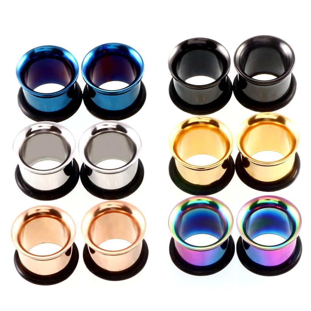 18 Pairs Stainless Steel Ear Gauges Stretching Tunnel Plugs 14g-00g