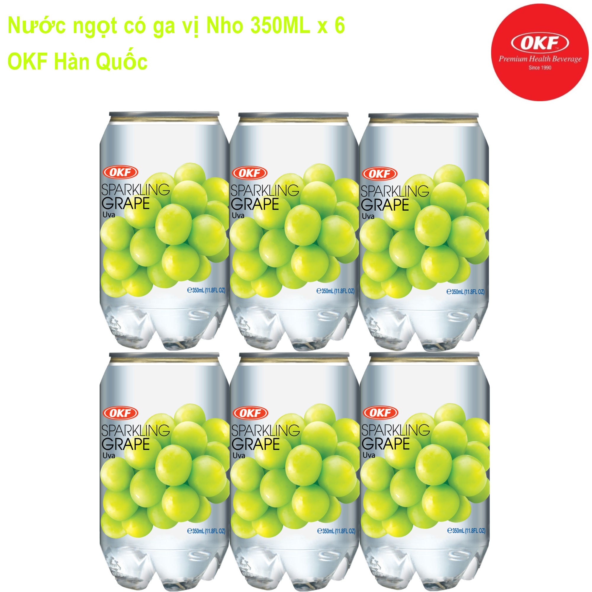 Nước ngọt có ga giải khát vị Nho (NƯỚC NHO CÓ GA) 350ML X 6 CHAI OKF Hàn Quốc