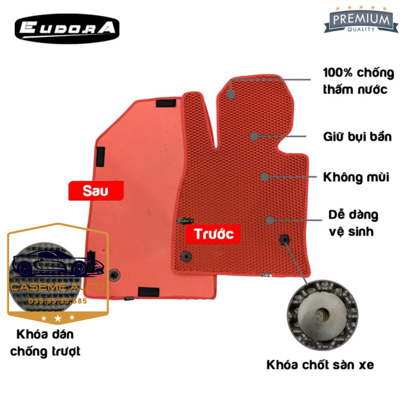 [VINFAST FADIL] Thảm Trải Sàn, Lót Sàn Ô Tô Cao Su Eudora CloudFoam Thiết Kế Theo Xe Dành Cho Xe VINFAST FADIL, Chống Nước, Không Mùi, Ngăn Bụi Bẩn, Dễ Vệ Sinh - Hàng Chính Hãng