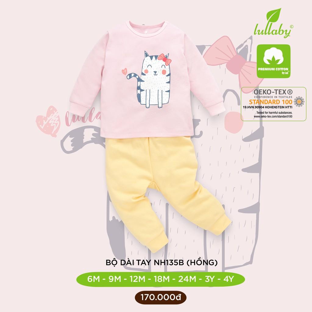 Bộ quần áo dài tay cotton Lullaby cao cấp, bộ quần áo bé trai, bé gái in hình dễ thương