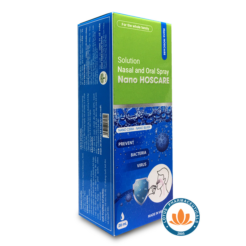 Nano HOSCARE 20ml - Bình xịt mũi họng kháng khuẩn, hỗ trợ giảm viêm xoang, viêm mũi, viêm họng, viêm amidam