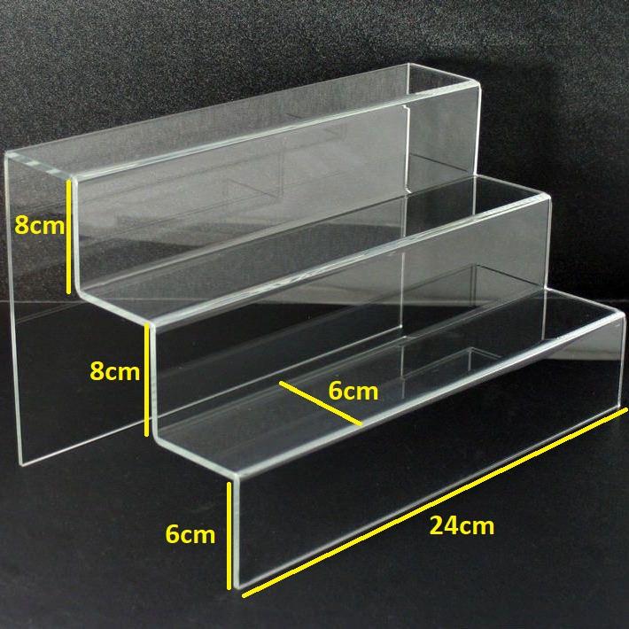 Kệ Mica trưng bày sản phẩm , mô hình, quà tặng nhiều tầng WCF, figure dạng bậc thang - Trong suốt