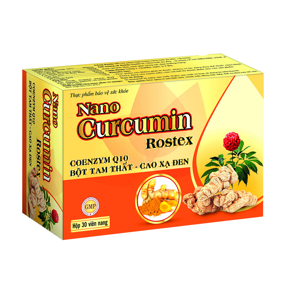 Combo 2 hộp Tinh nghệ Nano Curcumin Rostex Tam Thất Xạ Đen giảm viêm loét dạ dày - 30 viên