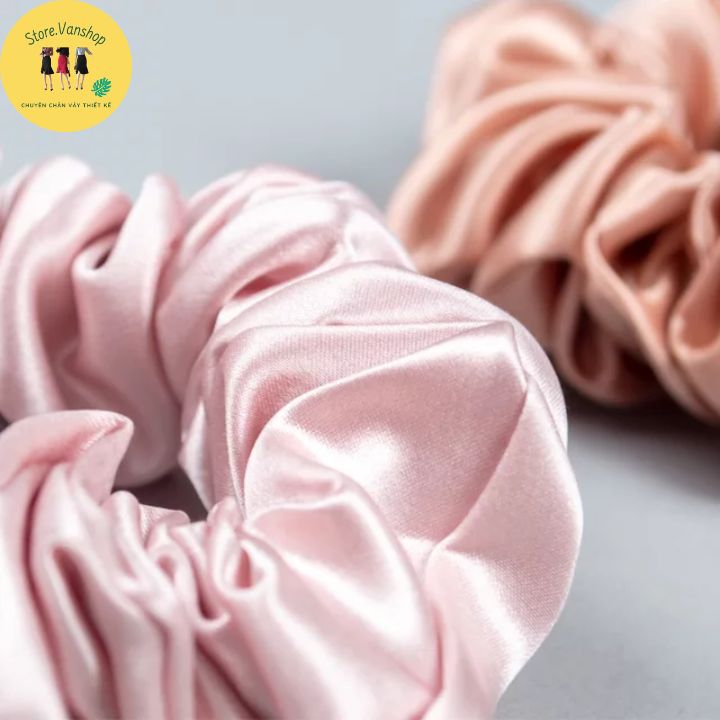 Set 5 cột tóc vải scrunchies dây buộc tóc vải trơn bóng loại đẹp hot trend - Phụ kiện thời trang nữ CT0007