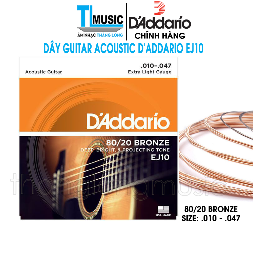 Hình ảnh Bộ Dây Guitar D'addario Acoustic EJ-10