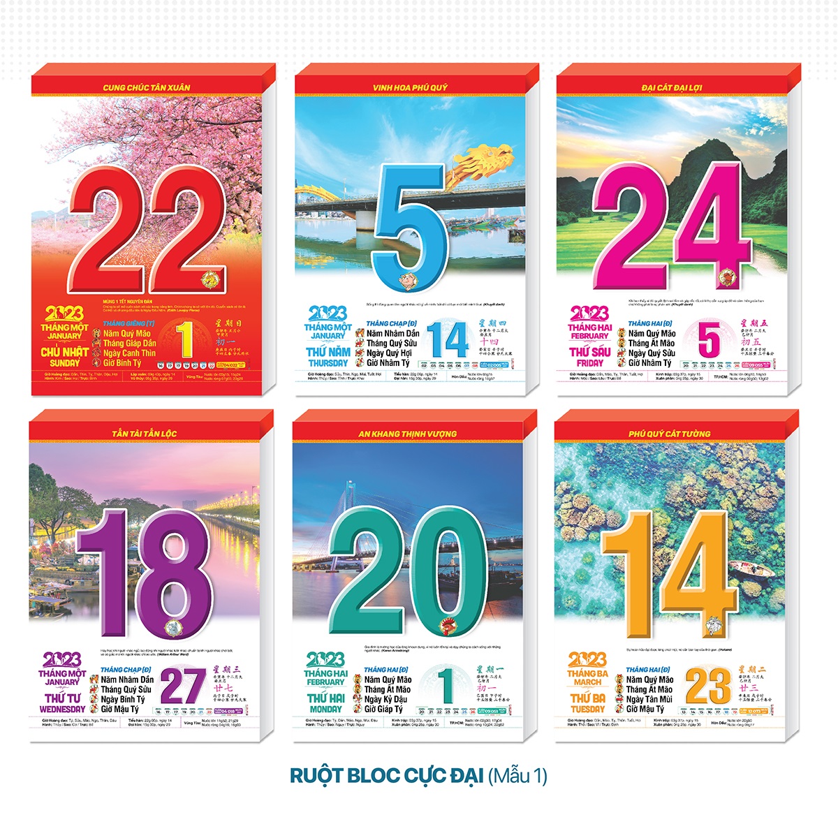 Lịch Bloc Cực Đại Đặc Biệt Cao Cấp 2024 - Lịch Tết 2024 - Quà Tặng Lịch Treo Tường HT7