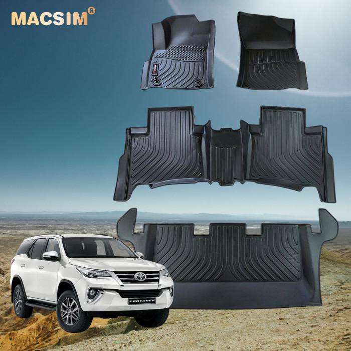 Thảm lót sàn xe ô tô Toyota Fortuner 2017- nay  Nhãn hiệu Macsim chất liệu nhựa TPE cao cấp màu đen