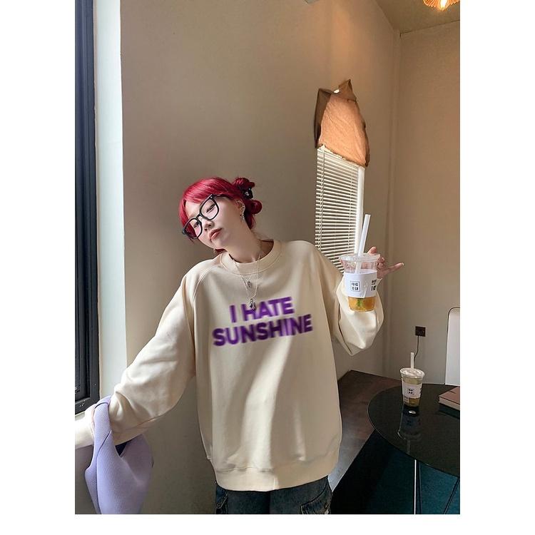 Áo Sweater Nỉ I HATE SUNSHINE Dài Tay Dáng Rộng