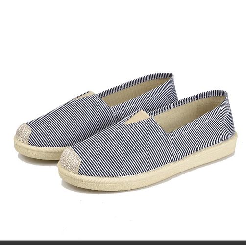 Giày lười slip on nữ kẻ ngang bọc cói vintage thời trang-GL2