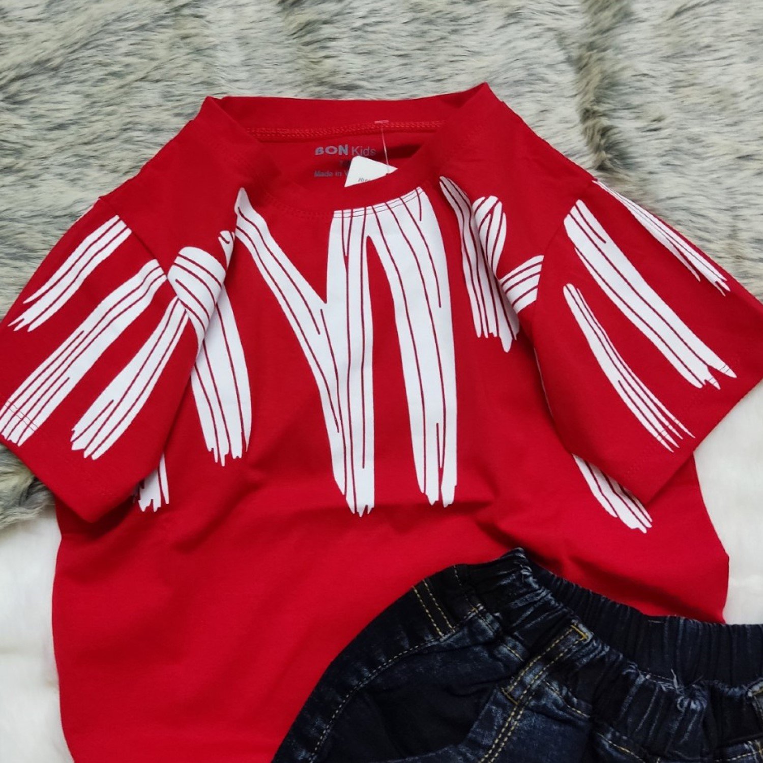 K0003421 Set áo thun quần jean 4 túi vải nhập siêu co giãn bé trai 6-12 tuổi
