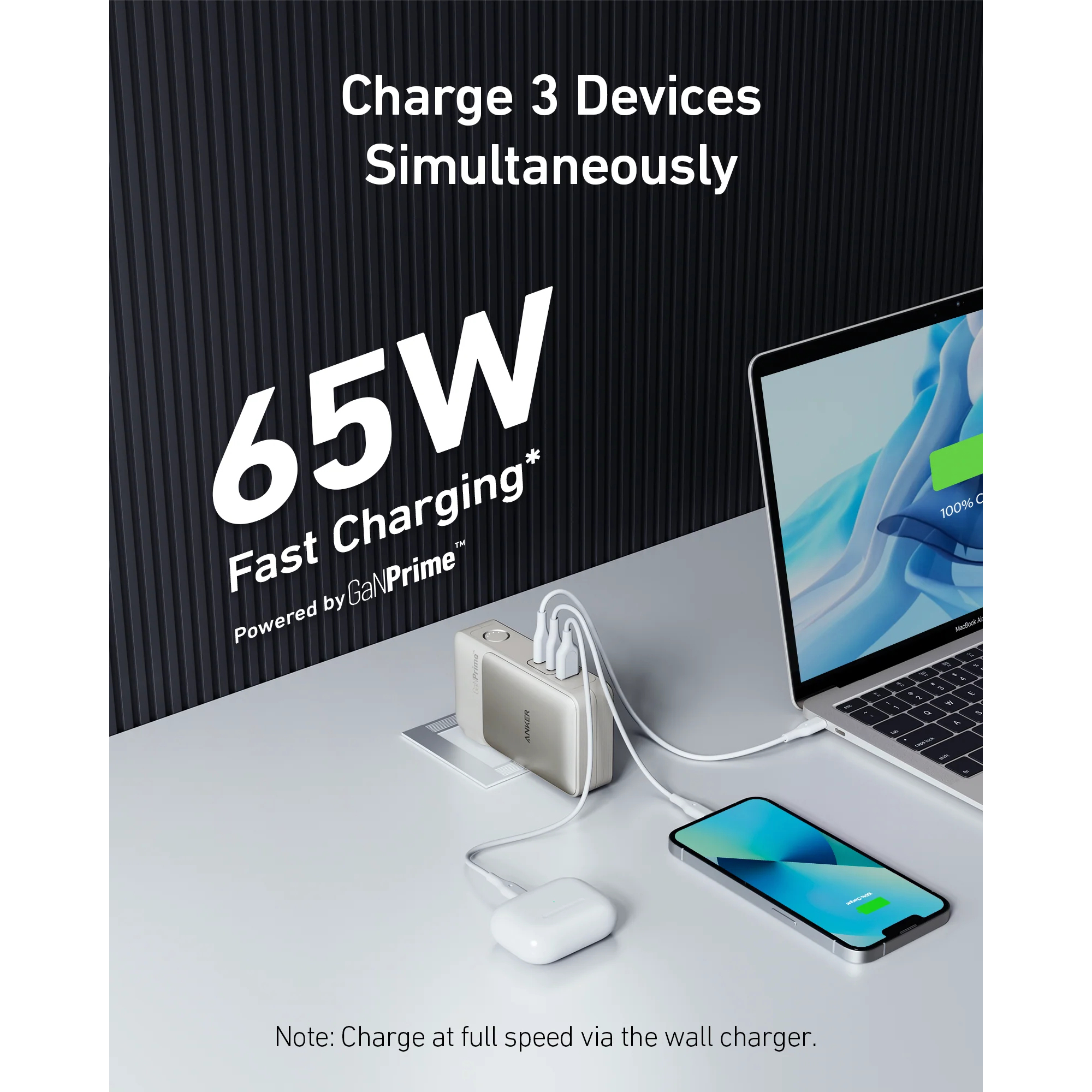 Sạc dự phòng Anker 733 GaNPrime 2C1A 65W 10000mah A1651 - Hàng Chính Hãng - Màu Vàng