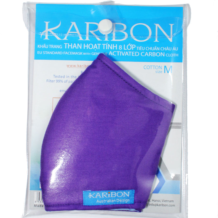 Khẩu Trang lọc bụi Karibon Cotton màu tím trơn