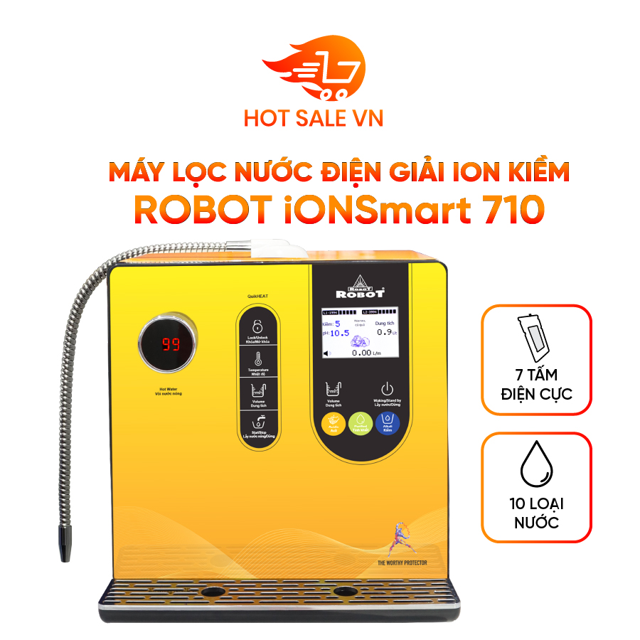 Máy Lọc Nước Điện Giải Ion Kiềm ROBOT IonSmart 710 Nóng Thông Minh Tạo 10 Loại Nước Sử Dụng - Hàng Chính Hãng