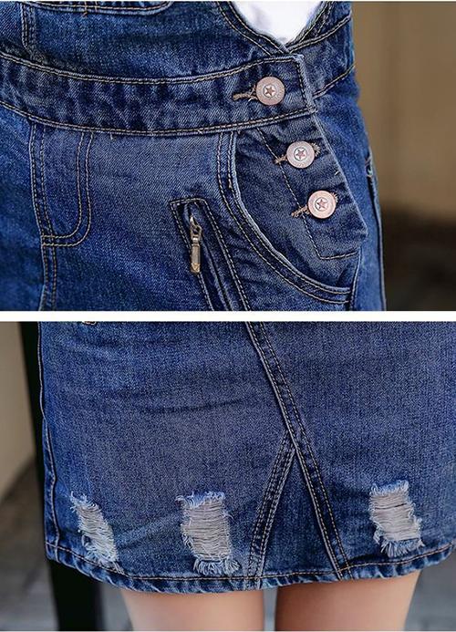 Đầm Yếm Jean Nữ Phối Da Đáng Yếu