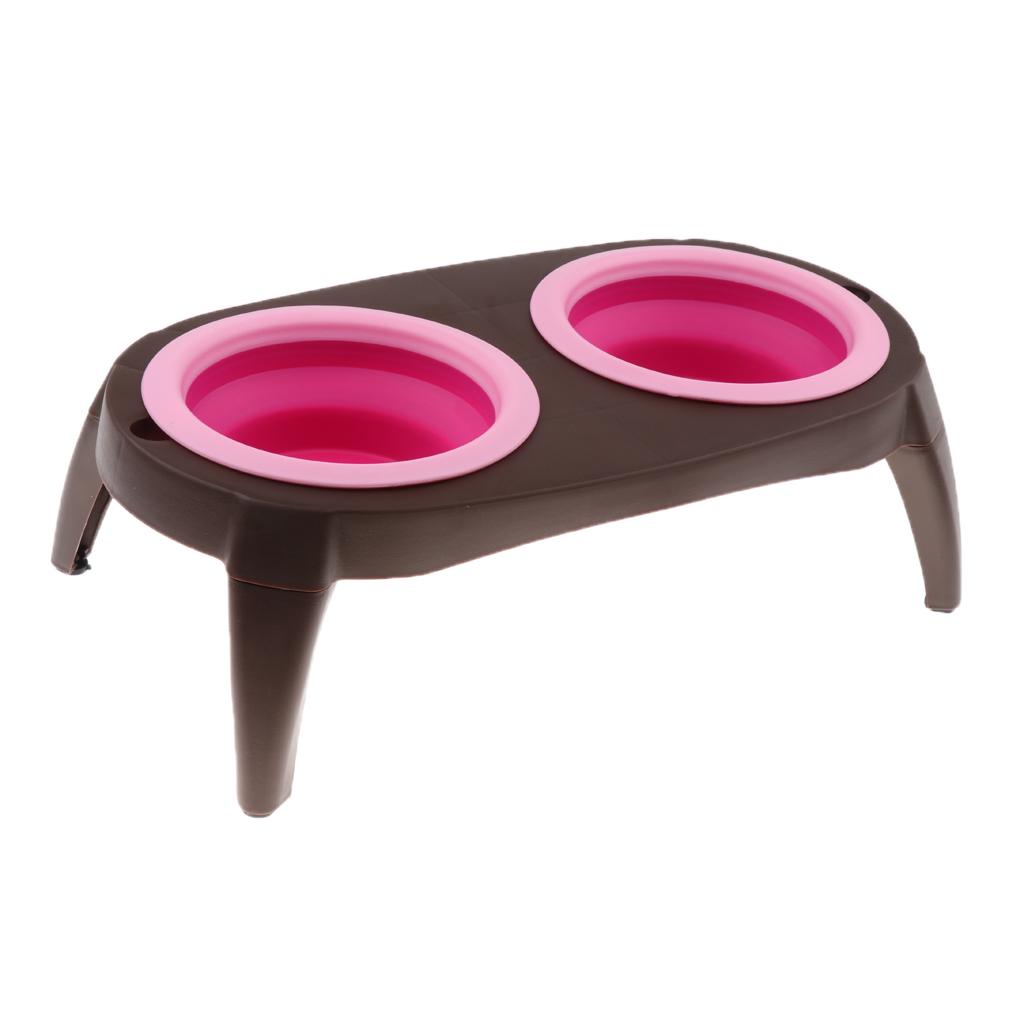Removable Dog Folding Bowl Pet Cat Puppy Food Water Feeding Travel Bowl Pink