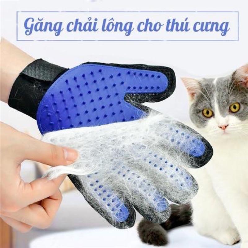 Găng tay chải lông rụng chó mèo