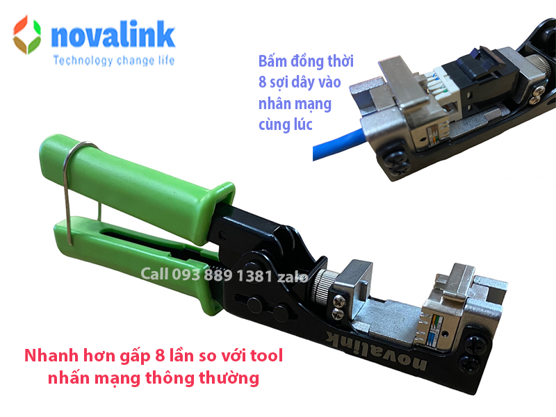 Kìm bấm nhân mạng 8 sợi Novalink CC-15-00061, bấm 1 lần 8 sợi dây mạng cùng lúc, dùng cho nhân mạng Commscope, hàng nhập khẩu chính hãng