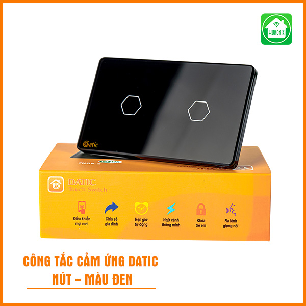 Công Tắc Cảm Ứng Datic – 2 Nút Màu Đen - Hàng chính hãng