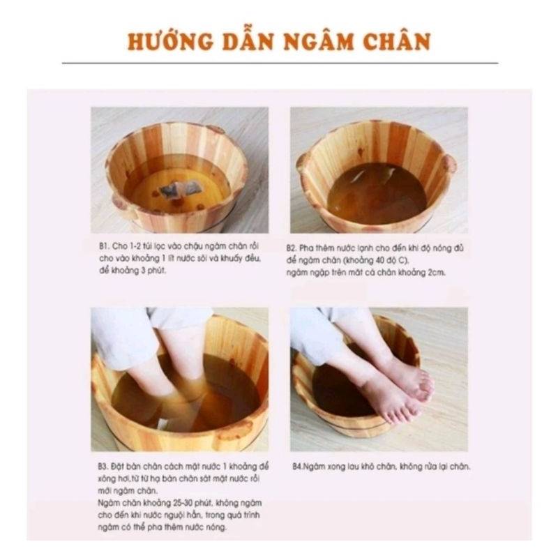 Túi 100 gói Thảo Dược Ngâm Chân Đông Y Gừng Ngải Thuần Mộc