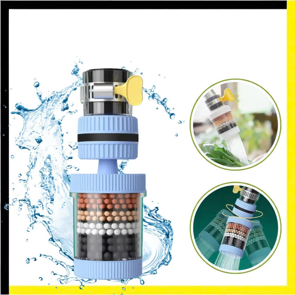 Vòi Lọc Nước Xoay 360° Gắn Lavabo &amp; Nhà Bếp – 6 Lớp Lọc Than Hoạt Tính, Loại Bỏ Clo, Cặn Bẩn, Điều Chỉnh pH- HÀNG CHÍNH HÃNG MINIIN