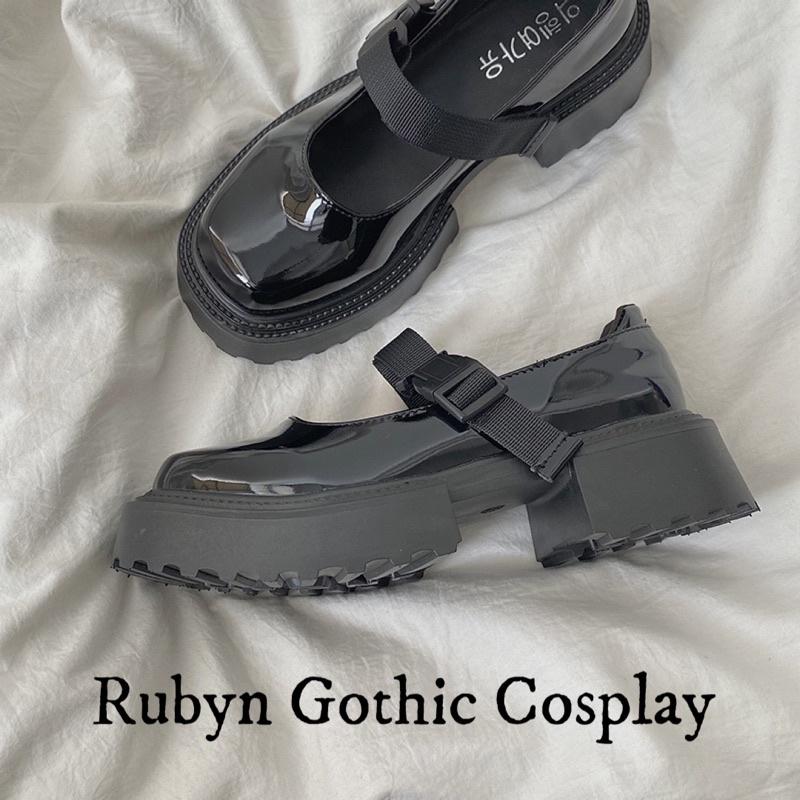 Giày Lolita Oxford Mũi Vuông quai bấm ( Trắng, đen ) size 35 - 39. A108