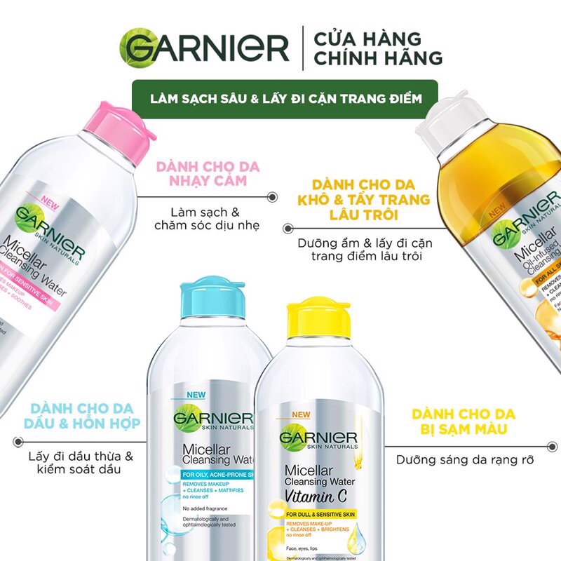 Nước Tẩy Trang làm Sạch Sâu Garnier Micellar Cleansing Water