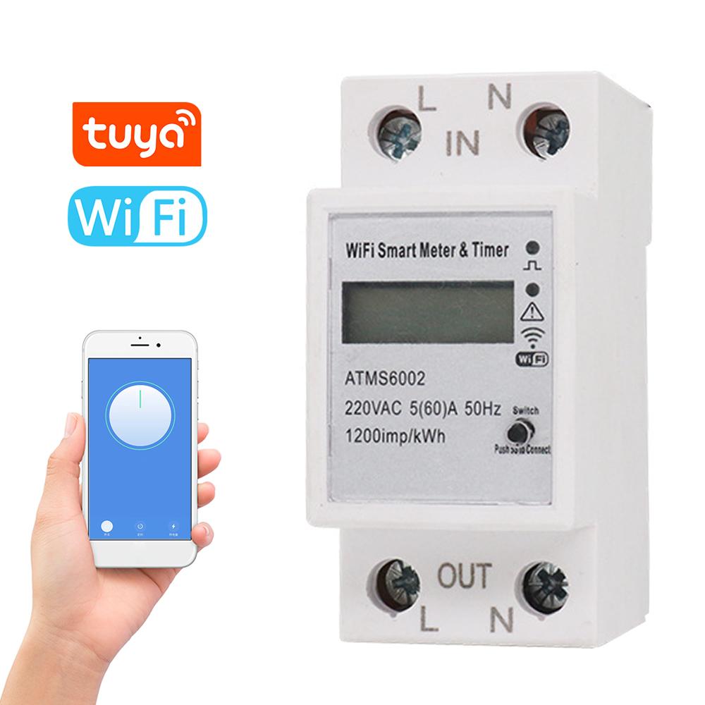 Tuya WiFi Intelligent Electric Meter Intelligent Energy Meter Timer Home Electric Meter Mobilephone APP Remotes Control No Need Manual Meter Reading Intelligent Home Electric Meter